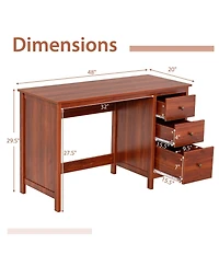 Mecale Home Office Computer Desk with 3 Drawers and Spacious Desktop, Study Workstation