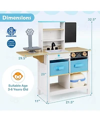 Mecale Wooden Play Doctor Office Medical Center Toy Set with Blackboard