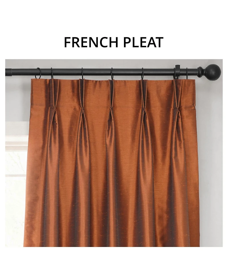 Half Price Drapes French Pleat Vintage Textured Faux Dupioni Silk Blackout Curtain