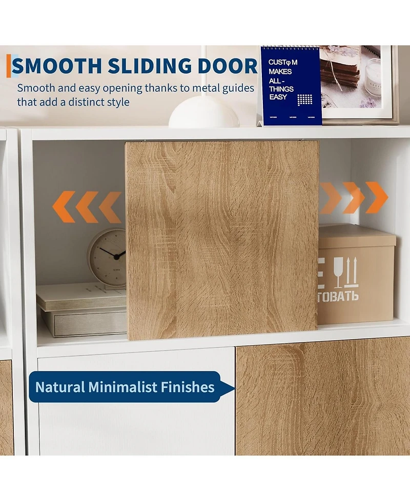 gaomon Bathroom Floor Cabinet with Sliding Door, Modern Kitchen Buffet Sideboard Cabinet with Adjustable Shelf, Accent Bookshelf