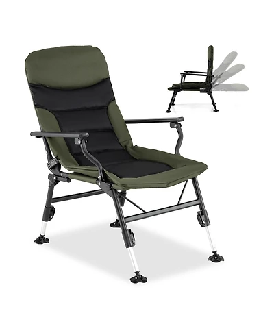 Mecale Oversized Folding Fishing Chair for Adults with Armrests, Portable Outdoor Chair