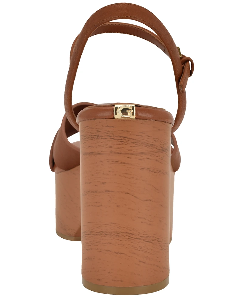 Guess Women's Qeelin Criss-Cross High Block Heel Platform Sandals