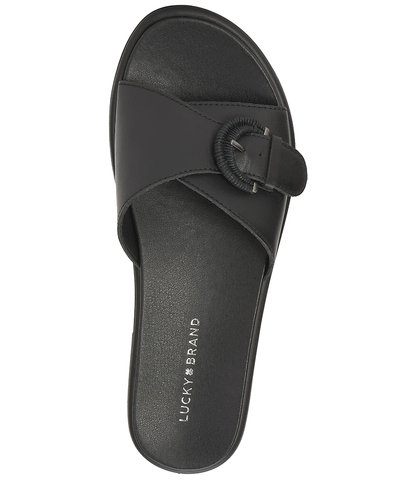 Lucky Brand Women's Suszie Buckle Slide Flat Sandals