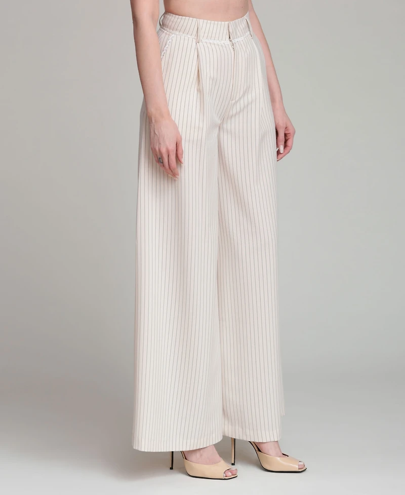 Avec Les Filles Women's Mid Rise Wide Leg Trousers