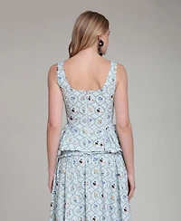 Avec Les Filles Women's Square Neck Zippered Top