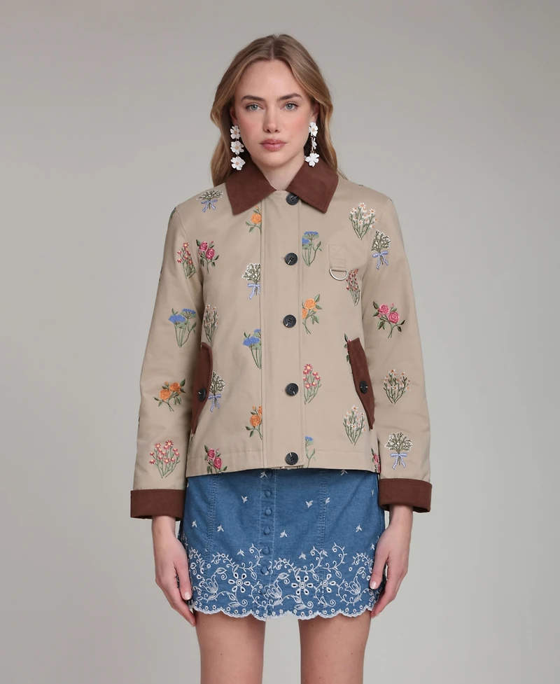 Avec Les Filles Women's Button Front Collared Jacket