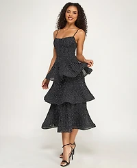 Seni & Cade Junior's Polka Dot Layered Ruffle Midi Dress