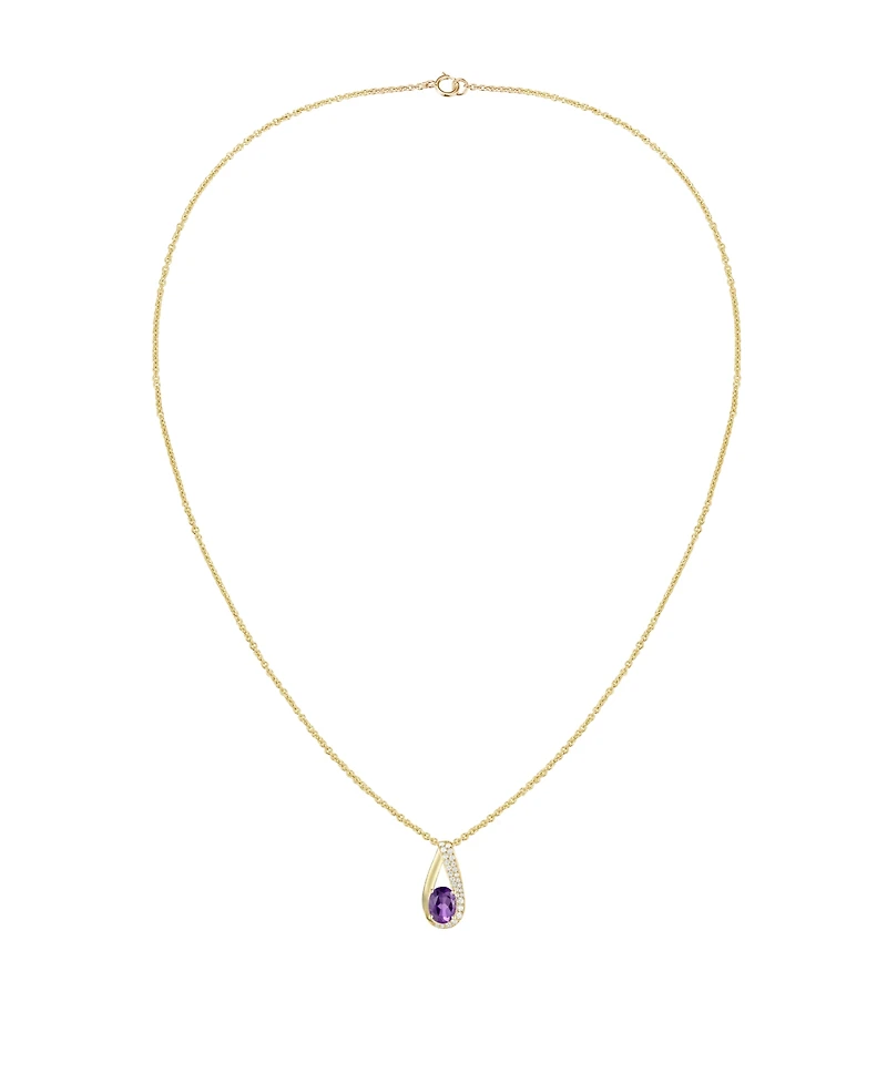 Macy's Citrine (3/4 ct. t.w.) & Lab Grown White Sapphire (1/6 Pendant Necklace 14k Gold Over Sterling Silver (also Silver)