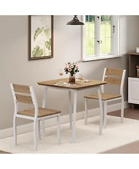 gaomon 3 Piece Dining Table Set for 2, Small Kitchen Table Set with 2 Upholstered Chairs and Metal Frame & Wood Tabletop