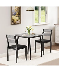 gaomon 3 Piece Dining Table Set for 2, Small Kitchen with 2 Upholstered Chairs and Metal Frame & Wood Tabletop