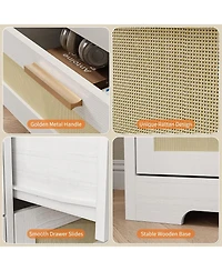 gaomon Rattan Dresser with 10 Drawers, Wide Storage Chest with Tabletop