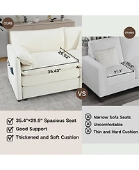 Boyel Living Oversized 41.73" Chenille Armchair with 1 Pillow, Modern Modular Reading Chair for Room or Bedroom, Deep-Seat Diy Sectional