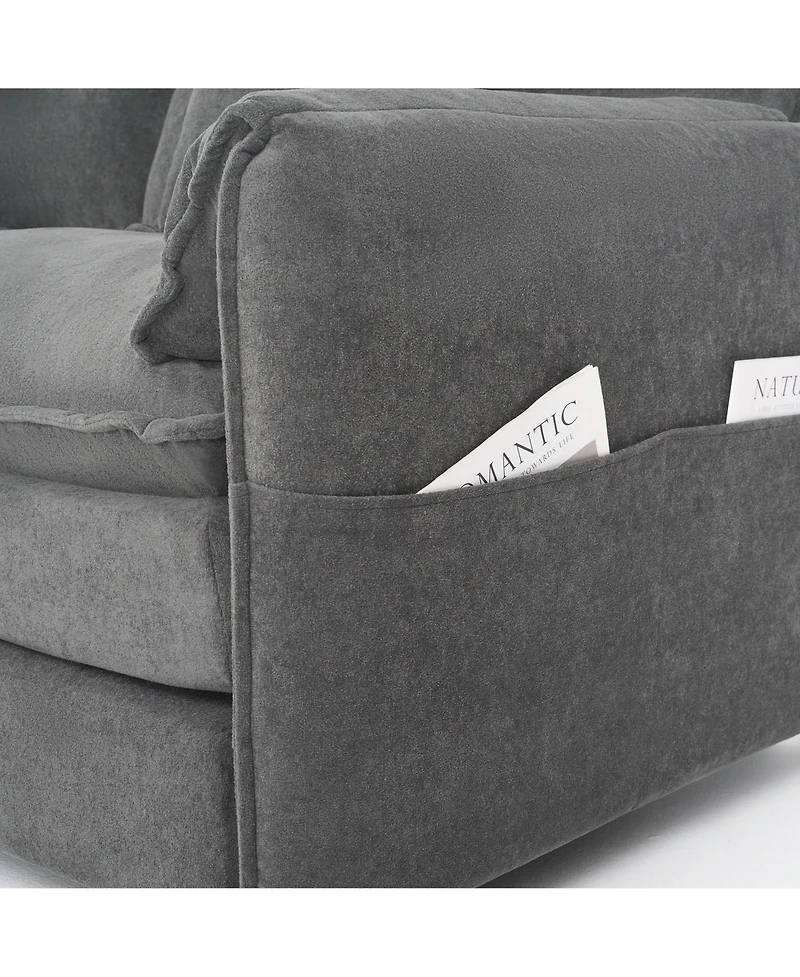 Boyel Living Oversized 41.73" Chenille Armchair with 1 Pillow, Modern Modular Reading Chair for Room or Bedroom, Deep-Seat Diy Sectional
