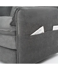 Boyel Living Oversized 41.73" Chenille Armchair with 1 Pillow, Modern Modular Reading Chair for Room or Bedroom, Deep-Seat Diy Sectional