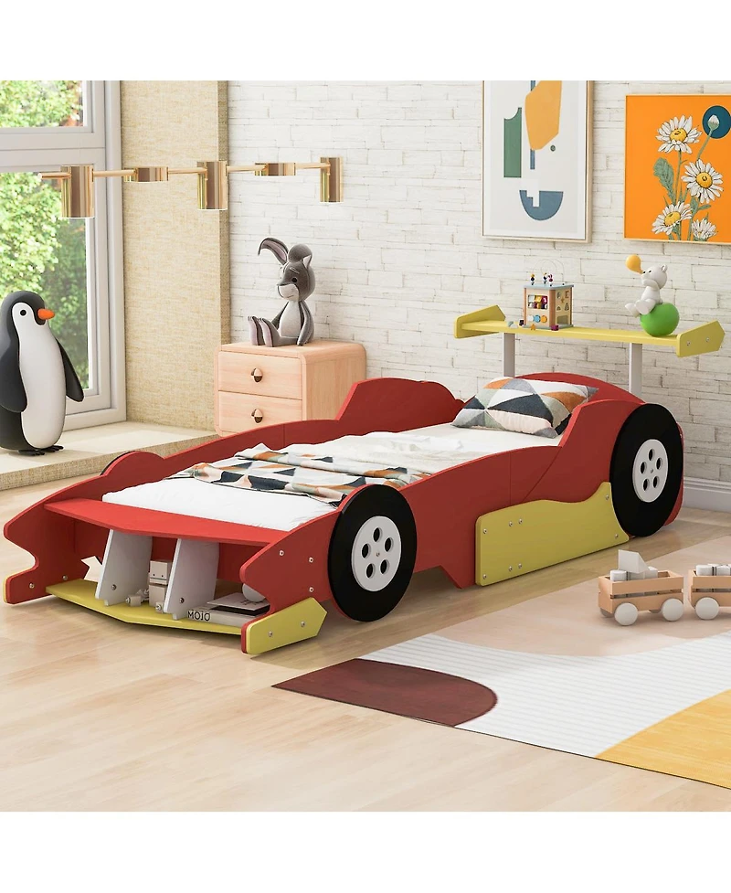 Streamdale Furniture Streamdale Twin Size Race Car-Shaped Platform Bed with Wheels