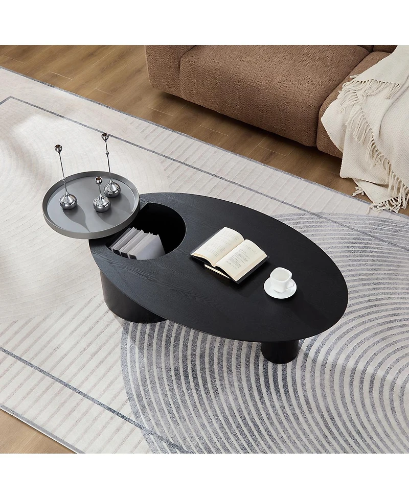 Streamdale Furniture Modern Oval Luxury Coffee Table, Sophisticated Living Room Center Table