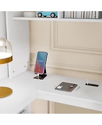 Streamdale Furniture Full Size Loft Wood Bed with Desk, Shelves, Wardrobe, Staircase