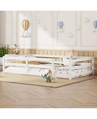 Streamdale Furniture Streamdale Twin Size Montessori Floor Bed with Fence