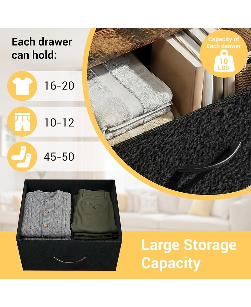 gaomon Stylish 3-Drawer Dresser with Removable Fabric Bins
