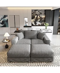 Streamdale Furniture 82.7" Plush Corduroy 3-Seat Sofa, Modern Comfy Upholstered Cloud Couch