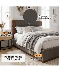 Streamdale Furniture Elegant Upholstered Platform Bed with Extended Headboard