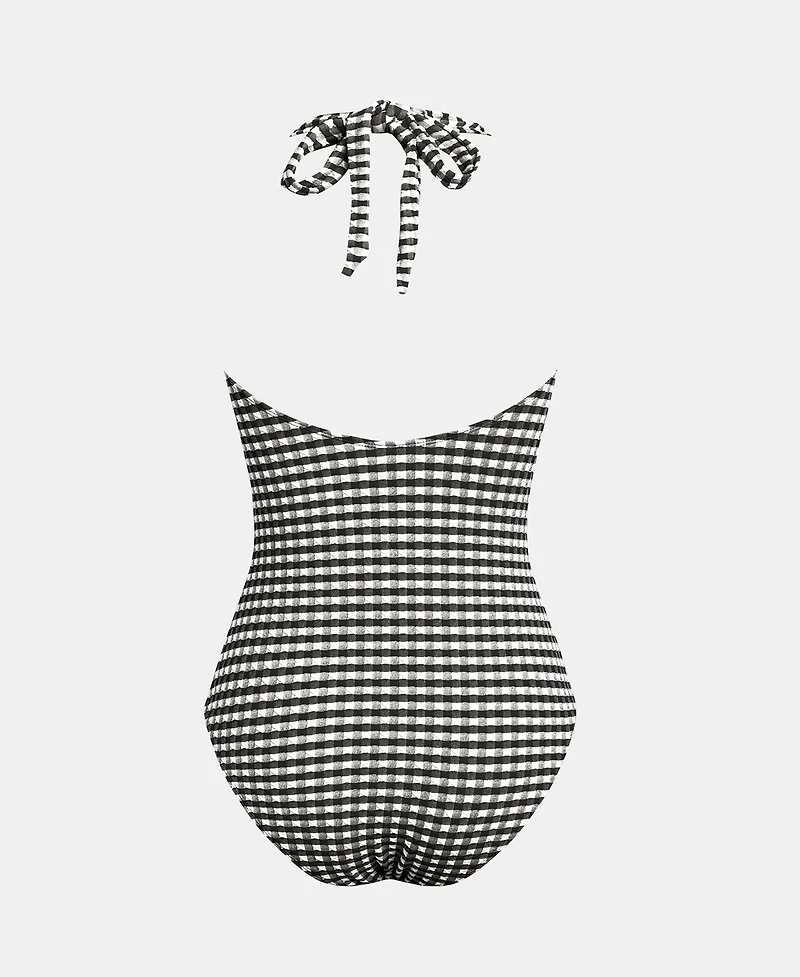 Cupshe Women's Halter Tie Hook & Eye Closure Classic Coverage Swimsuit