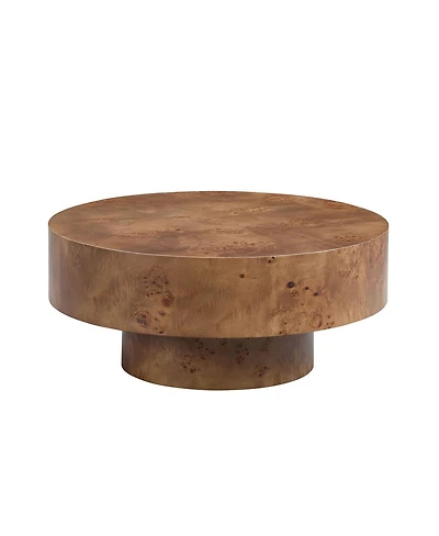 Streamdale Furniture Burl Wood Veneer Coffee Table with Sturdy Pedestal