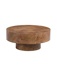 Streamdale Furniture Burl Wood Veneer Coffee Table with Sturdy Pedestal