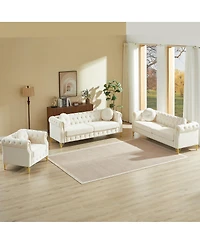 Streamdale Furniture Velvet Copper Stud Detailing & Tufted Buttons Chesterfield sofa