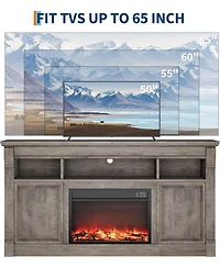 gaomon Farmhouse Fireplace Tv Stand, Entertainment Center with Open Storage Cabinets for TVs