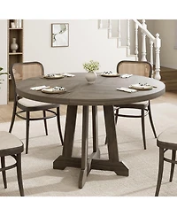 gaomon Round Dining Table for 4, 47 Inch Wooden Circle Dinner with Sturty Legs, 4 Parts of Tabletop, Kitchen Tables