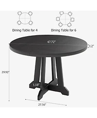 gaomon Round Dining Table for 4, 47 Inch Wooden Circle Dinner with Sturty Legs, 4 Parts of Tabletop, Kitchen Tables