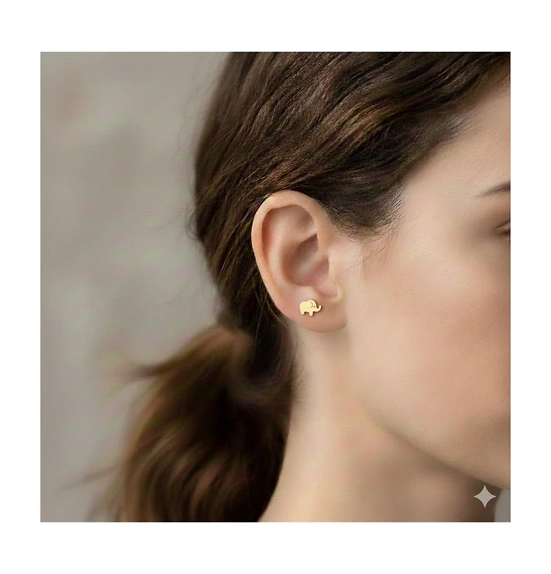 Curata Jewelry Solid 14k 18G Cubic Zirconia Small Elephant Cartilage Labret Flat-back Piercing