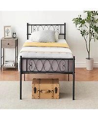 gaomon Twin-xl Bed Frame with Headboard and Footboard for Girls Boys, Metal Platform Iron-Art Sweet Heart, Under Storage
