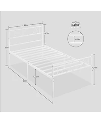 gaomon Twin-xl Bed Frame with Headboard and Footboard for Girls Boys, Metal Platform Iron-Art Sweet Heart, Under Storage