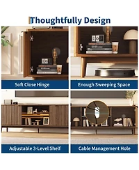 gaomon Tv Stand Entertainment Center with Storage Cabinets,Open Shelves & Power Outlets Media Tv Console Table for Up to 75" Tv