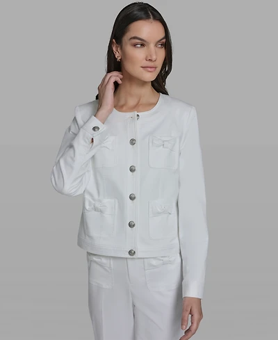 Karl Lagerfeld Paris Women's Bow Pocket Jacket