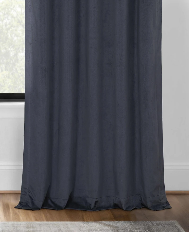 Half Price Drapes Distance Blue Grey Grommet Signature Velvet Blackout Curtain