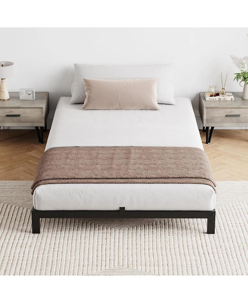 Gaomon 6 Inch Twin Bed Frame Metal Platform, Twin Bed Frame with Ample Storage, No Box Spring Needed and Steel Slat Support, Easy Assembly