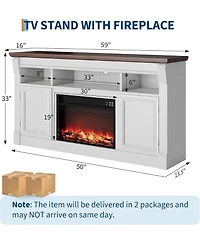 gaomon 58" Fireplace Tv Stand with 36" Electric Fireplace & Storage