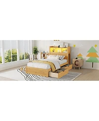 Streamdale Furniture Streamdale Twin Bed with Drawers, Led Light, and Storage Headboard