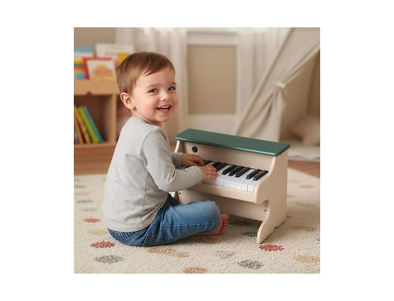 Slickblue Wooden 25-Key Digital Piano Toy for Kids with Music Stand