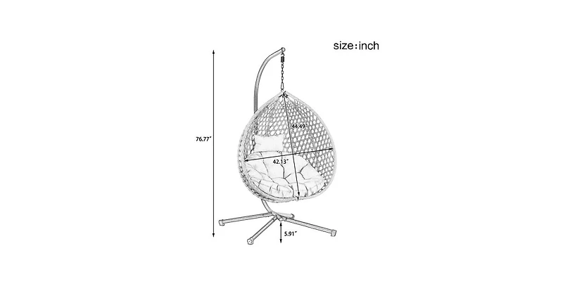 Flynama Outdoor Garden Rattan Egg Swing Chair Hanging Chair Wood