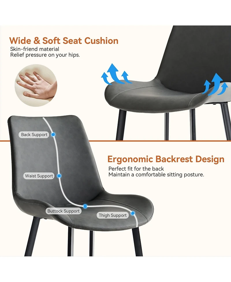 Boyel Living Pu Leather Dining Chairs Set of 2, Dining Chair with Iron Legs