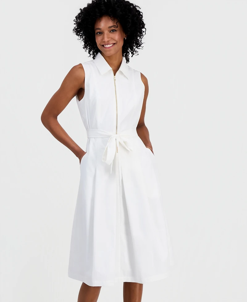 Robbie Bee Women's Zippered Sleeveless Dress