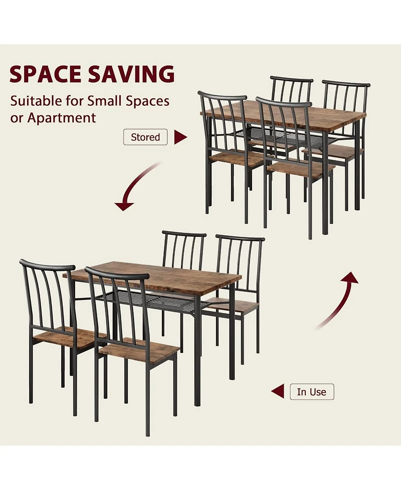 gaomon Dining Table Set for 4, Kitchen Table and Chairs for 4 with Wine Rack, Dining Room Table Set with 4 Chairs