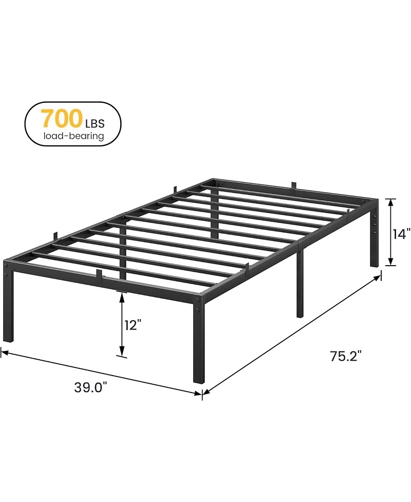 gaomon Inch Bed Frame Metal Platform, Bed Frame with Ample Storage, No Box Spring Needed and Steel Slat Support