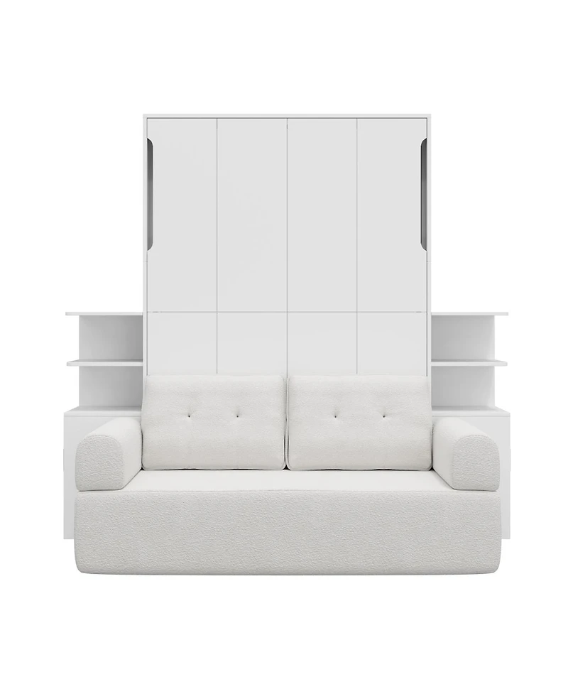 Streamdale Furniture Queen Size Wall Murphy Bed with Sofa and Storage Cabinets