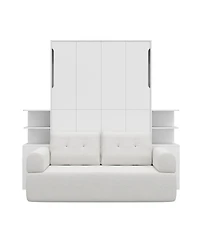 Streamdale Furniture Queen Size Wall Murphy Bed with Sofa and Storage Cabinets