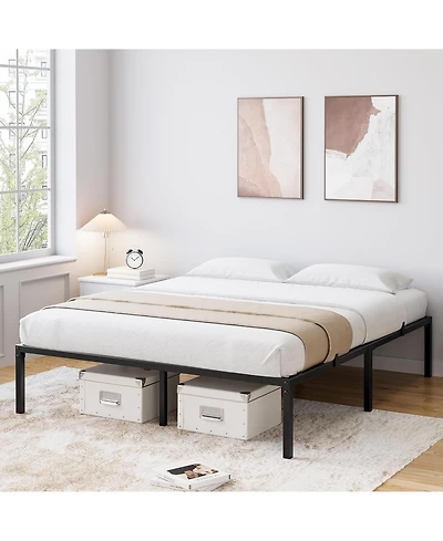 gaomon 16" Bed Frame, Heavy Duty Metal Platform Bed Frame, Noise Free Full Bed Frame with Under-Bed Storage and Steel Slats Support